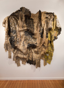 El Anatsui, Heart of the Matter 2013 Aluminium and copper wire 315 x 320cm photo Jonathan Greet Image Courtesy October Gallery