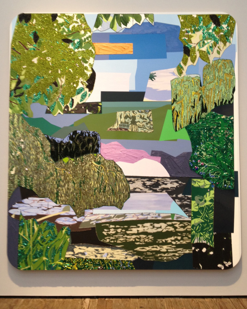mickalene_thomas‘Vertical View of Jardin d’Eau,’ rhinestones, acrylic, oil and enamel on wood panel, 2012.