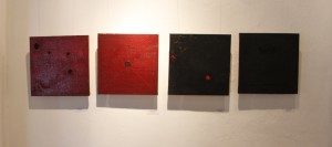 BBDImage 21, Two Pairs Red and Black, (an extension to Center of Interest, Keseel Ena Berbere _Charcoal and Pepper_), 30 x 30 cm., Oil on Canvas, 2014