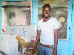 Shabu Mwangi at his Studio in Guantanamo Slum