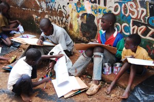 Craig9Children Art Workshop outside M2 art centrePhoto courtesy of Harambee Arts.