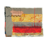 Paper collage and silkscreen with hand-coloring.
